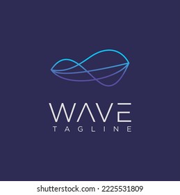 Abstract Sound Wave Logo line monoline Technology Vector Stock.