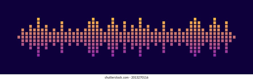 Abstract sound wave. Modern digital equalizer. Radio wave. Volume level symbols. Music frequency. Sound vibration spectrum for music app. Vector illustration.