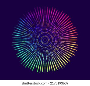 Resumen De La Ola De Sonido Onda Fondo Arcoiris. Las Partículas De Música Dinámica Fluyen. Efecto De Las Partículas Neonesas Desdibujadas. Visualización de ondas de sonido musicales. Fondo del vector abstracto. Visualización de ondas de audio RGB.