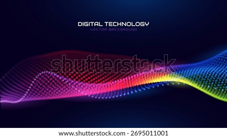 Abstract Sound Wave Rainbow Background. Dynamic Music Particles Flow. Blurred Neon Particles Lights Effect. Music Sound Wave Visualization. Abstract Vector Background. RGB Audio Wave Visualization.
