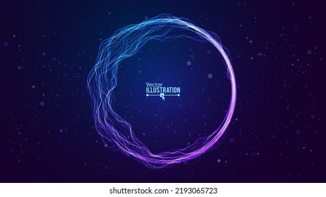 Abstract Sound Wave Round Frame Background. Dynamic Music Wavy Lines Flow. Digital Equalizer. Round Sound Data Visualization. Abstract Vector Background.  svg