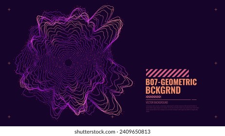 Abstract Sound Wave Round Frame Background. Dynamic Music Wavy Lines Flow. Digital Equalizer. Round Sound Data Visualization. Abstract Vector Background.