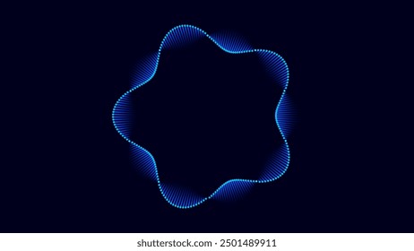 Abstract Sound Wave Round Frame Background. Dynamic Music Wavy Lines Flow. Digital Equalizer. Round Sound Data Visualization. Abstract Vector Background.