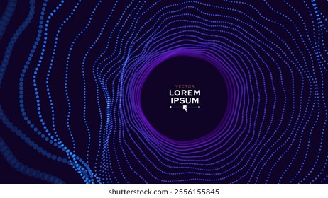 Abstract Sound Wave Round Frame Background. Dynamic Music Wavy Lines Flow. Digital Equalizer. Round Sound Data Visualization. Abstract Vector Background.