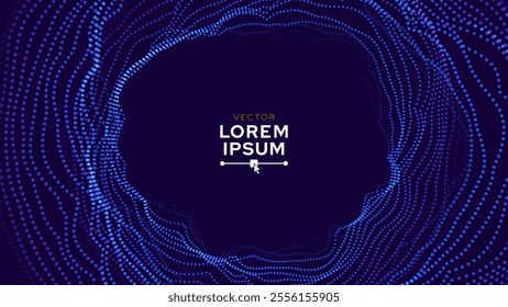 Abstract Sound Wave Round Frame Background. Dynamic Music Wavy Lines Flow. Digital Equalizer. Round Sound Data Visualization. Abstract Vector Background.