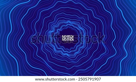 Abstract Sound Wave Round Frame Background. Dynamic Music Wavy Lines Flow. Digital Equalizer. Round Sound Data Visualization. Abstract Vector Background.