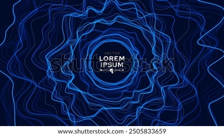 Abstract Sound Wave Round Frame Background. Dynamic Music Wavy Lines Flow. Digital Equalizer. Round Sound Data Visualization. Abstract Vector Background.