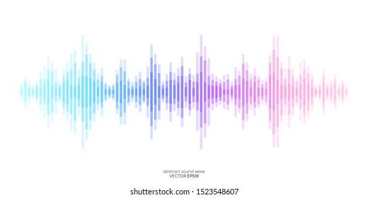 Abstract sound wave stripe lines colourful equalizer isolated on white background. Vector illustration in concept music, sound, technology. svg