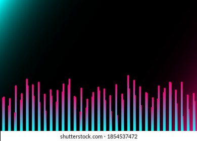 Abstract sound wave stripe lines colourful equalizer isolated on black background. Music waves, gradient color background. Social media concept.Vector illustration. EPS10