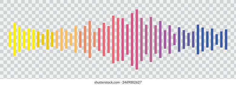 Abstract sound wave stripe lines colourful gradient equalizer isolated on transparent background in concept music, sound, technology.