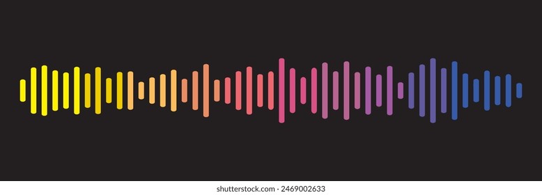 Abstract sound wave stripe lines colourful gradient equalizer isolated on transparent background in concept music, sound, technology.