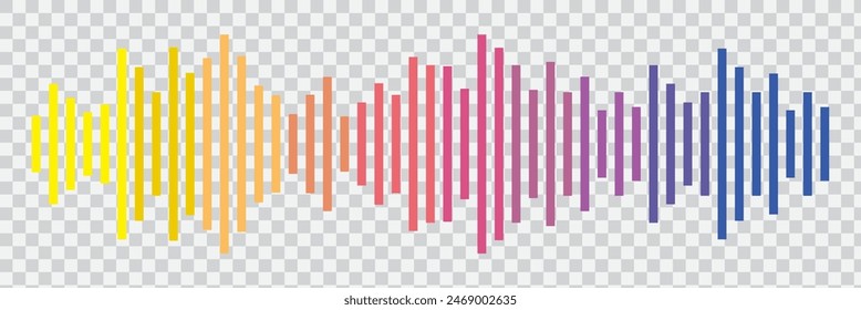 Abstract sound wave stripe lines colourful gradient equalizer isolated on transparent background in concept music, sound, technology.