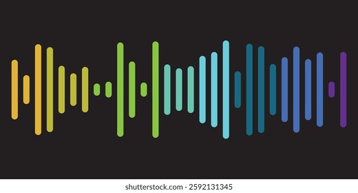 Abstract sound wave stripe lines colourfull isolated on transparent background in concept music, sound, technology.