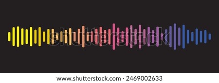 Abstract sound wave stripe lines colourful gradient equalizer isolated on transparent background in concept music, sound, technology.