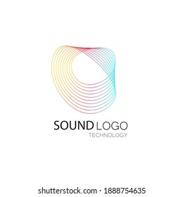 Abstract sound wave technology logo. Vector design with line art. Logo line art syle and modern concept, modern, gradient, music, Premium Vector