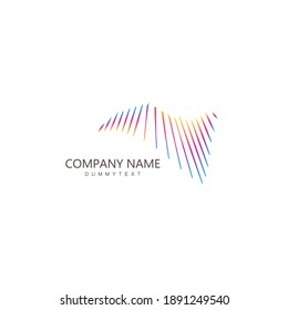 Resumen del logotipo de la tecnología de ondas sonoras. Diseño de vectores con arte de línea. Estilo de arte de línea de logotipo y concepto moderno, moderno, gradiente, música, Vector Premium