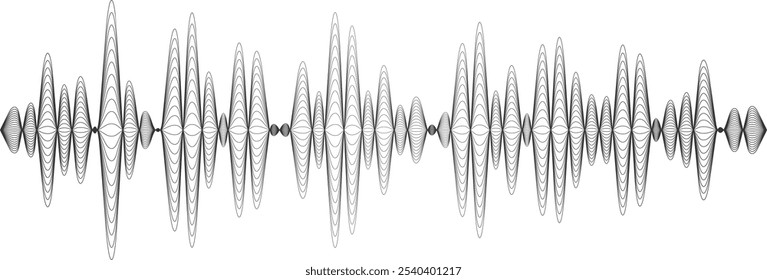 Visualización Abstractas de ondas de sonido que muestra el flujo de la señal de audio. Perfecto para proyectos relacionados con música, diseño de sonido, podcasts y tecnología de audio