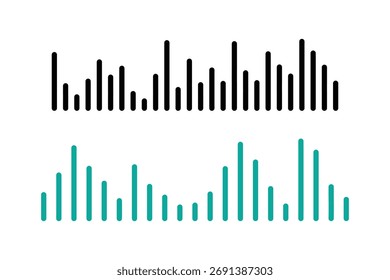 Abstract Sound Waveforms: Modern Minimalist Audio Visualizer Graphics Set Vector. EPS 10