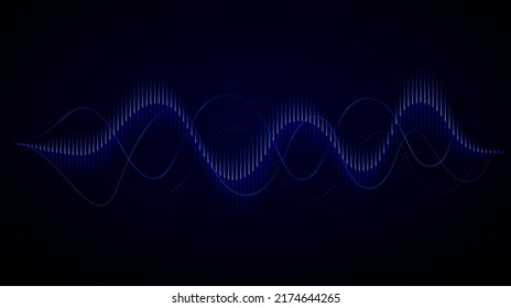 Abstract sound waves. Dynamic vibration background. Digital music equalizer. Vector