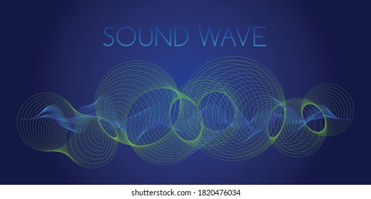 Abstract sound waves of many lines isolated on dark blue backround. Creative vector line art.  