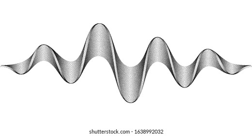 Abstract sound waves stylized with stippled tape. Dynamic equalizer visual effect. Vector illustration isolated on white background..