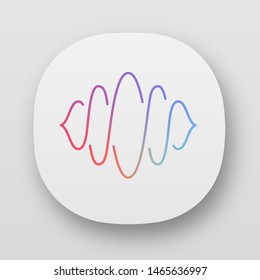 Abstract soundwave app icon. UI/UX user interface. Sound, audio wave curves. Voice recording, vibration level. Music rhythm, volume waveform. Web or mobile applications. Vector isolated illustration