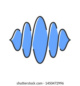 Abstract soundwave color icon. Sound, audio wave blue curves. Voice recording, vibration, noise level. Music rhythm, volume waveform. Energy flow amplitude. Isolated vector illustration