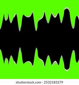 Patrón de onda sonora Abstractas con bordes irregulares en diseño de Vector plano negro y verde neón