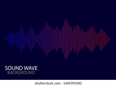 Abstract Soundwave Spectrum Background. Vector Audio Line Of Song.Digital Abstract Sound Wave With Gradient On Blue Background. Vector Illustration