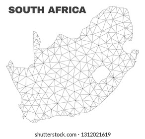 Abstract South African Republic map isolated on a white background. Triangular mesh model in black color of South African Republic map.