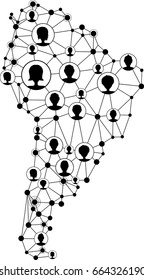 Abstract South America communications map with people. Vector illustration. 