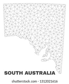 Abstract South Australia map isolated on a white background. Triangular mesh model in black color of South Australia map. Polygonal geographic scheme designed for political illustrations.
