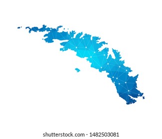 Abstract South Georgia and the South Sandwich Islands Map geometric rumpled triangular low poly style gradient graphic on white background . Vector illustration eps 10