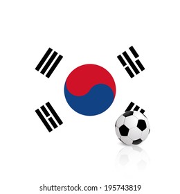 abstract South Korea flag with a soccer ball