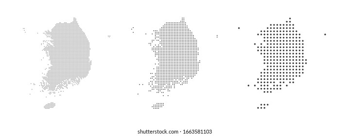 Mapa resumido de Corea del Sur con punto Pixel Spot Diseño Concepto moderno aislado en ilustración Vector de fondo blanco.