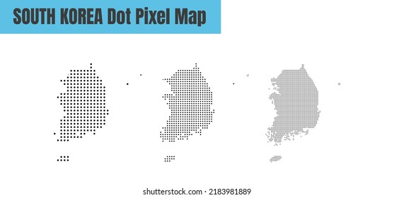 Resumen Mapa de Corea del Sur con diseño de concepto moderno punto de puntos de puntos de referencia aislado en ilustración de vectores de fondo blanco.