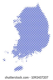Abstract South Korea map. Vector halftone geographic plan. Cartographic dotted concept. Schematic South Korea map is formed of regular circle element array.