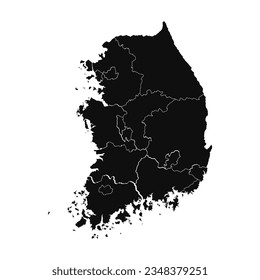 Abstract South Korea Silhouette Detailed Map, can be used for business designs, presentation designs or any suitable designs.