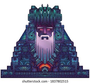 Abstract south-american conceptual art. Mystery colossus. Can use to a tattoo, poster typography, clothes printing, etc.
