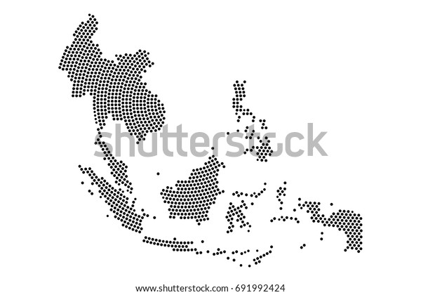 抽象的な東南アジアの地図の放射状のドットプラネット 線 グローバル