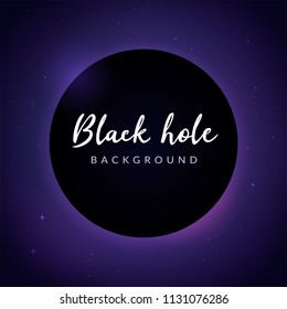 Abstract space background with black hole and space for text on separate layer. Stylish dark template, vector illustration.
