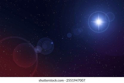 abstract Space background with dark blue nebula and bright stars. Fantasy scientific astronomical illustration. Blue star background vector illustration