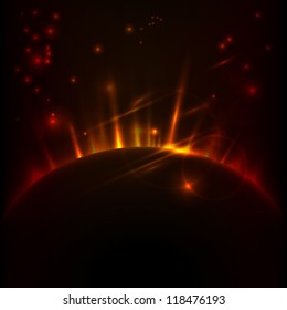 Abstract Space background for design, image with golden light, EPS10 Vector background