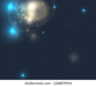 Abstract space. Background with flashes of light, vector illustration. Galaxy. Light spots