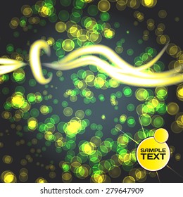 Abstract space background of green luminous dots with space for text