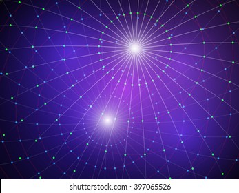 Abstract space background with  lattice sphere and nodes.