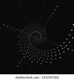 Abstract space background. Minimalist cosmos concept vector illustration. Black color science background. Digital data visualization with abstract dynamic motion with connected lines and dots.