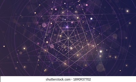 Abstract space background with pentagram and sparks or stars