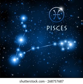 abstract space background with Pisces constellation