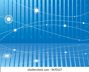 Abstract space background with planet lines reflected into a surface